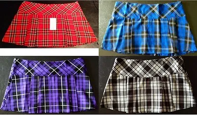 New Womens Girls Sizes 8-18 Tartan Check Pleated Short Mini Micro Hipster Skirt • £12