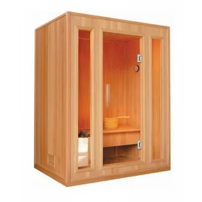 Traditional Steam Sauna 3 Person Indoor Hemlock Wood SPA HARVIA Heater 4.5 KW • $3396.10