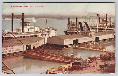 Postcard Steamer On The Mississippi River St Louis MO Cape Giradeau River Port • $5.50
