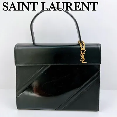 Vintage Yves Saint Laurent Leather Handbag YSL Black With Charm • $328