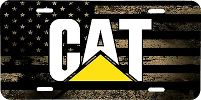 Cat Caterpillar Distressed Tan American Flag Vehicle License Plate Tractor Tag • $19.95