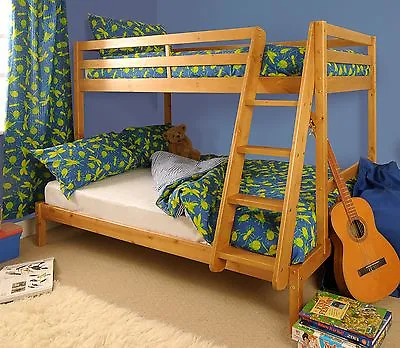 £319.99 • Buy Triple Bunk Bed 3ft & 4ft Wooden Pine With Storage & Mattress Options - Durleigh