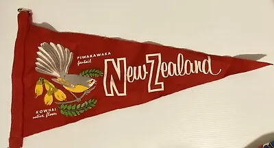 Vintage Flag New Zealand Pennant Felt 1970s Fantail Bird Souvenir • $17