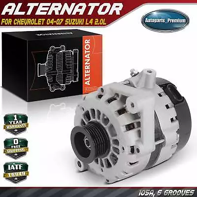 Alternator For Chevrolet 04-07 Suzuki L4 2.0L 105 Amp 12 Volt CW 6-Groove Pulley • $91.99