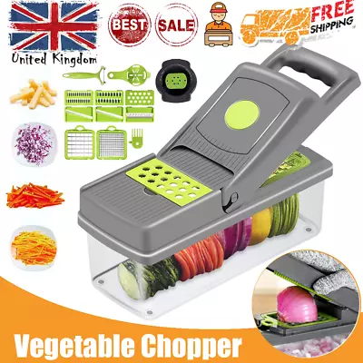 14Pcs Vegetable Chopper Mandolin Salad Fruit Peeler Cutter Dicer Chopper Kitchen • £8.89