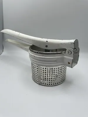 Vintage Metal Potato Masher Enamel White Enamel Handles (B3) • $9.74