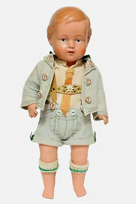 Old Cellba Doll Cellbapuppe Boy Lederhosen Boy 29cm Boy Dolls RAR • $172.55