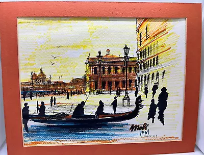 Original Watercolor Venice Italy 14x11 Gondolas Ornate Architecture Signed Gift • $15