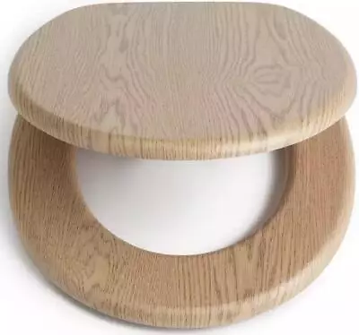 Natural Oak Toilet Seat WC Bathroom Alloy Hinge Fixings Antibacterial Oak Effect • £19.95