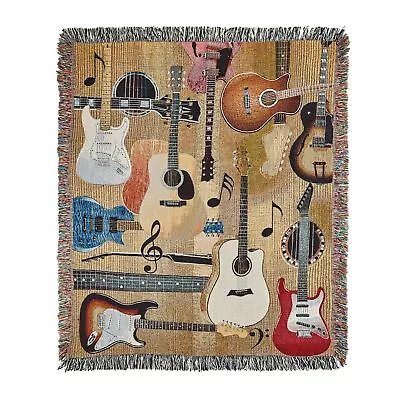 Manual Woodworkers Guitar Throw Blanket - Tapestry Woven Afghan 50  X 60  • $73.99