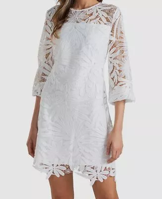 $398 Shoshanna Women's White Floral Lace Holland Mini Dress Size 10 • $127.58