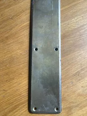 Vintage Brass Plated Steel Door Push Plate 12 X 3-inch Rust Scratched & Dinged • $10.99