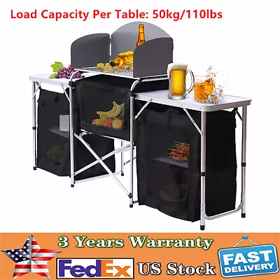 Outdoor Portable Camping Kitchen Station Kit Folding Camping Side Table 110lbs • $87.40