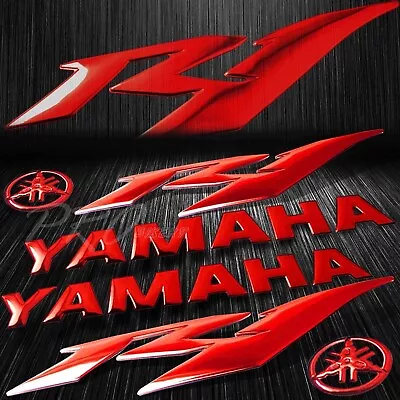 8  3D Vinyl Logo Letter Decal+6  Fairing Body Sticker YZF-R1/R1S/R1M Chrome Red • $19.19