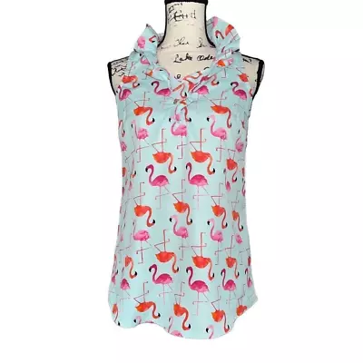 Mud Pie Flamingo Ruffle Sleeveless Blouse XS • $20