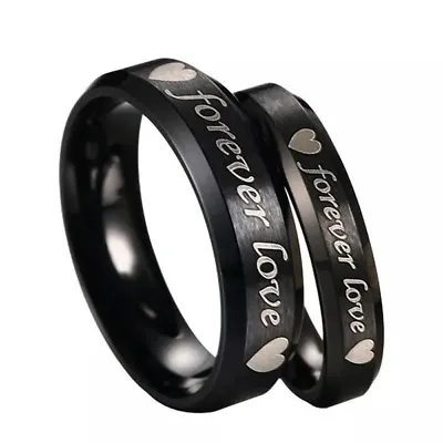 Forever Love Steel Titanium Couple Rings His And Her Promise Wedding Band Rings • $5.49