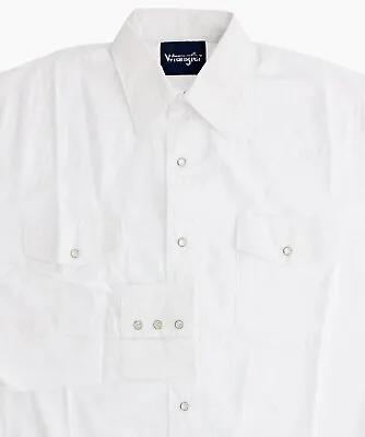Wrangler Men's Western Dress Shirt Long Sleeve 2-Pocket Serged Hem Pearl Snaps • $19.99