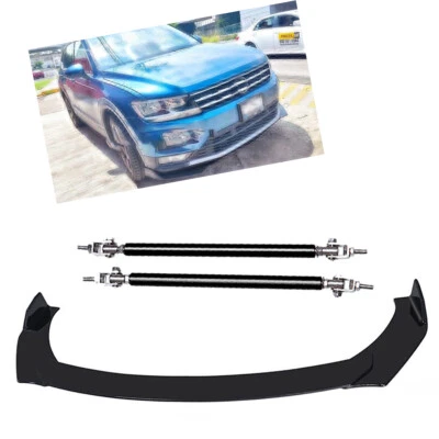$59.99 • Buy For VW Tiguan Sport Front Bumper Lip Spoiler Splitter Body Strut Glossy Black