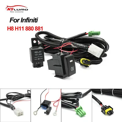 For Infiniti H8 H11 Fog Light Wiring Harness ON/OFF Switch Relay Kit LED Lamp • $17.99