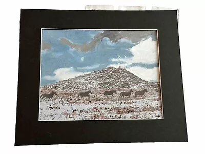 Mark Leary Art Watercolour Painting Herd Of Dartmoor Ponies On The Move • £25