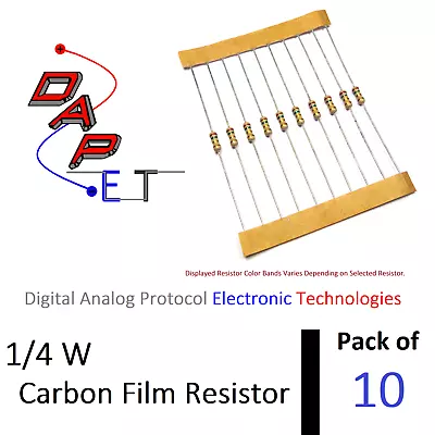 [10] 1/4 Watt Carbon Film Resistors [ Rated: 1 - 1.5M Ohm ] 5% Tol. [ By DAPET ] • $2.65