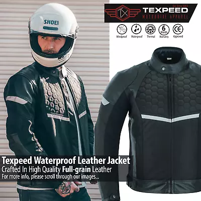 Leather Motorcycle Motorbike Jacket Waterproof Biker Race With Genuine CE Armour • $111.89