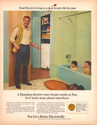 1968 Edison Electric Institute Print Ad Flameless Electric Water Heater • £11.56