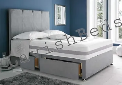 £349.99 • Buy Lavish Suede Divan Bed Base In 4ft/4ft6/5ft/6ft + Drawer & Headboard Options