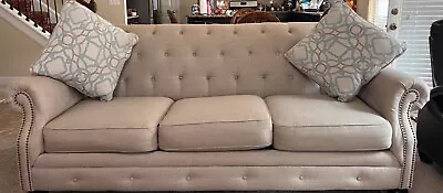 $400 • Buy 2 Beige Sofas Living Room Slightly Used With 4 Decorative Pillows