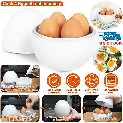 Eggs Cooker White Ball Shape Microwave Hard Boiled Boiler Home Kitchen Cook Tool • $14.89