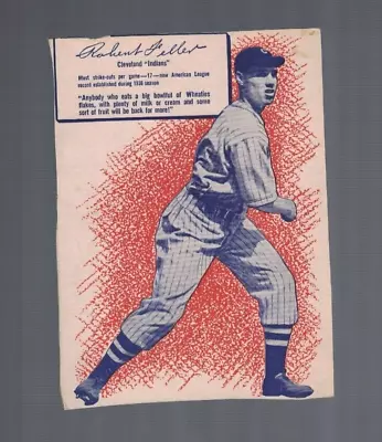 $60 • Buy Bob Feller Cleveland Indians 1937 Wheaties Oversize Hand Cut Card