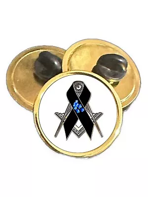 3x Masonic Mourning Forget Me Not Flower Gold Plated Domed Lapel Pin Badges • $13.68