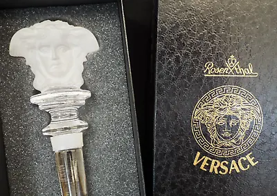 NEW In Box Rosenthal VERSACE Clear Frosted Crystal Medusa Head Wine Stopper • $135