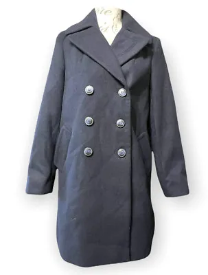 VERY NWT UK 12 Navy Blue Trench Coat / Military/Double Breasted  Knee Length • £10.50