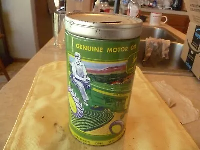 John Deere Genuine Motor Oil Metal Tractor Can Tin Coin Bank • $4.99