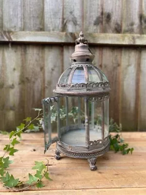 Antiqued Rose Gold Circular Garden Lantern Candle Vintage Style • £49.99