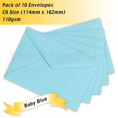 Pack Of 10 Envelopes - C6 Size (114mm X 162mm) - Baby Blue • $3.95