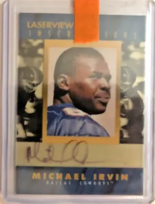 Michael Irvin Dallas Cowboys 1996 Pinnacle Laserview Inscriptions Auto #/3050 • $32