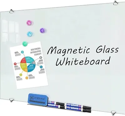 Magnetic Glass Whiteboard 45x60cm Thicken Tempered Glass White Board Wall... • £16.99