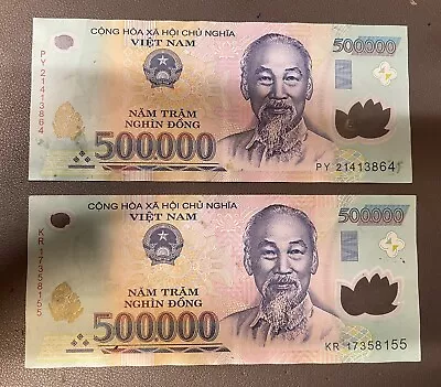 2 X Vietnam 500000 Dong (1 Million 1000000) Used Money Currency Circulated COA • $29.99