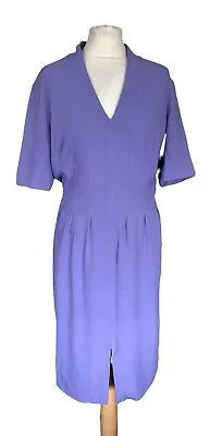 Caroline Charles V-Neck Lilac Dress With Front Slit & Tie Back Size 14 Wedding • £0.99