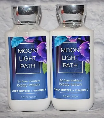 2 BATH & BODY WORKS MOON LIGHT PATH 24 HOUR MOISTURE BODY LOTION SHEA BUTTER 8oz • $27.99
