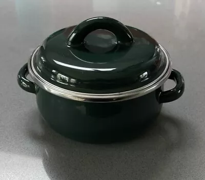 Megaware Cookware Green Enamelware Cooking Pot .5 Qt With Lid Made In Spain • $9