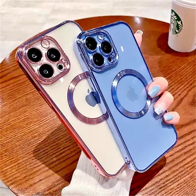 $11.95 • Buy Slim Clear MagSafe Plating Shockproof Case For Apple IPhone 14 Pro Max 13 12 11