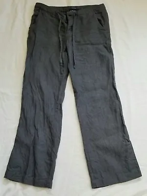 Island Company Womens Relaxed 100% Linen Pants Dark Grey Pockets XSmall  • $24