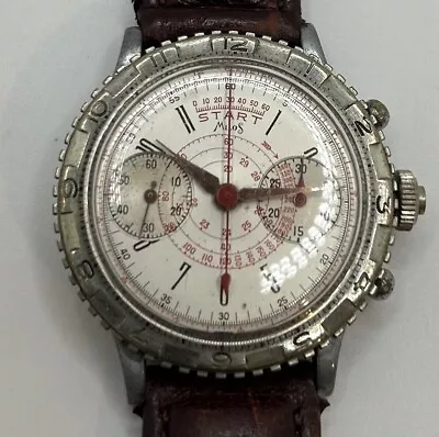 Rare Vintage Milos “Slideruler” Style Chronograph Wristwatch Ca 1940 • $500