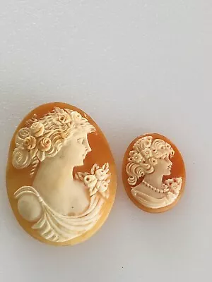 Lot Of 2 Vintage Lady Carved Cameo Shell Unset Pendant • $9.99