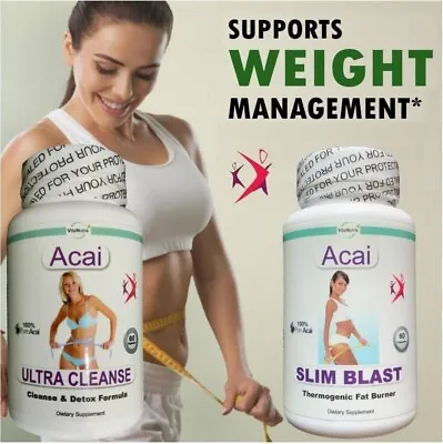 Acai Fat Burner Detox Cleanse Weight Loss Slimming Tablets Bloating Metabolism / • £34.95