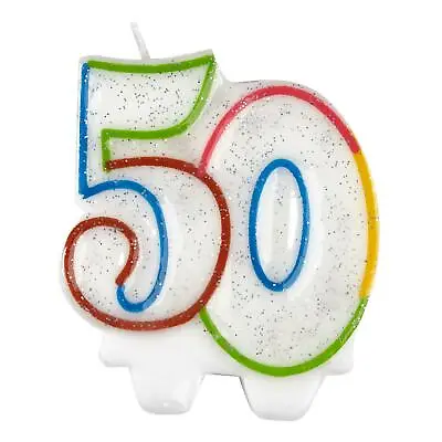 Happy 50th Birthday Milestone Landmark Age Party Cake Candle Decoration Number • £4.87