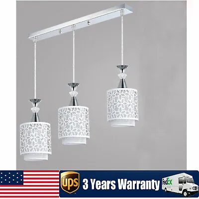 3-Light Ceiling Chandelier LED Hanging Pendant Lamp Kitchen Island Light White • $17.37